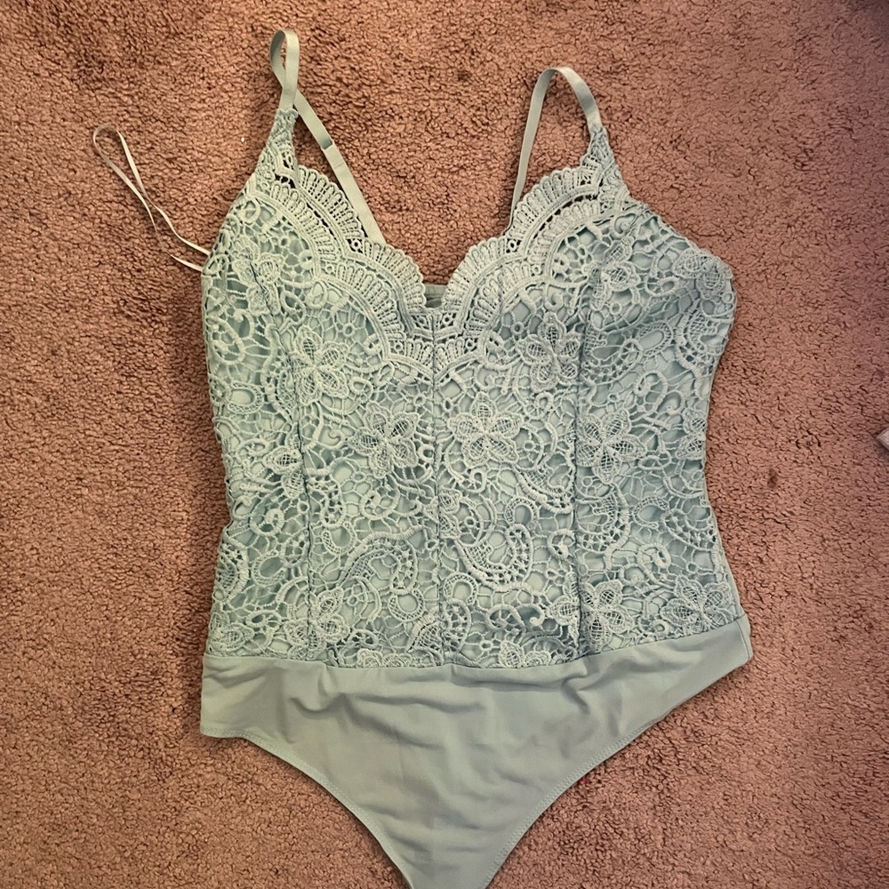 Blue lace bodysuit